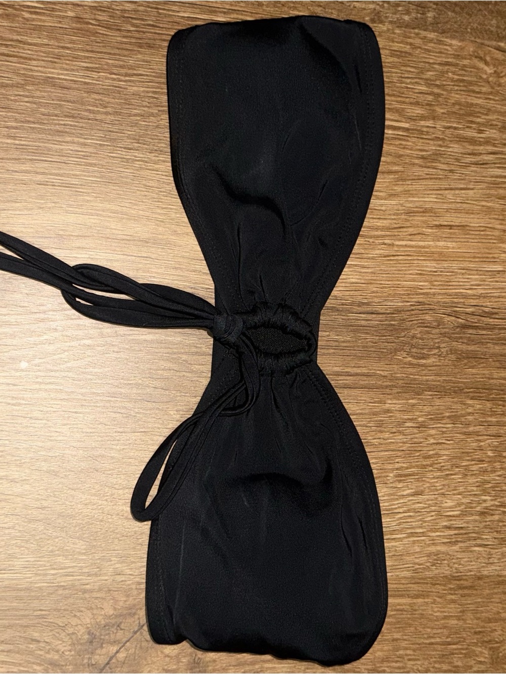 SHEIN Black Bandeau Tie-Front Bikini Top